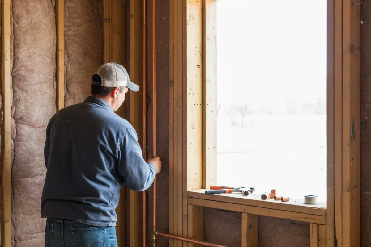 Licensed plumber running new copper supply lines in a Trapper Creek home